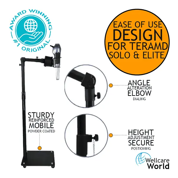 Stand practitioner adjustable arm with 360 degree rotation-wheels