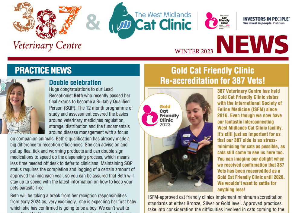 Screen shot 2023 12 14 at 13. 14. 28 | read our winter newsletter here! | click here to catch up on all the latest at 387 vets and the west midlands cat clinic! Find out about new team transitions and recent accolades and get a useful reminder of services we’ve introduced in 2023 for extra pet care and advice support. Check out our winter worries feature too for great tips on keeping pets happy and healthy this winter! | wellcare world |